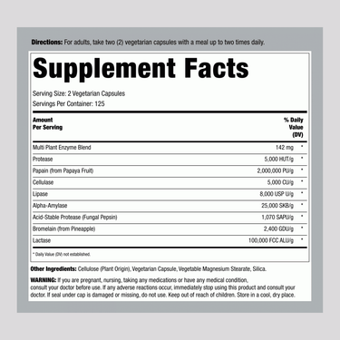 Plant Enzymes, 250 Vegetarian Capsules