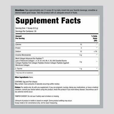 Supplement Facts for NCL Creatine + Collagen displayed on label.