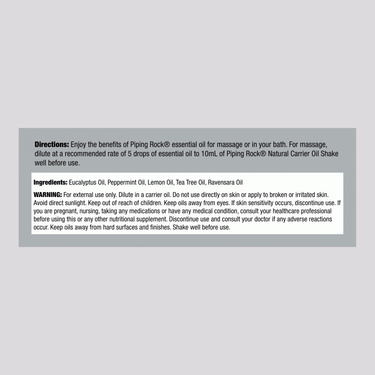 Label showing the supplement facts for NT Breathe Easy Essential Oil, 15 mL.