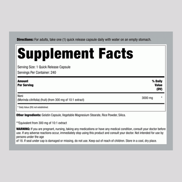 Noni, 3000 mg, 240 Quick Release Capsules