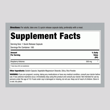 Raspberry Ketones, 500 mg, 180 Capsules