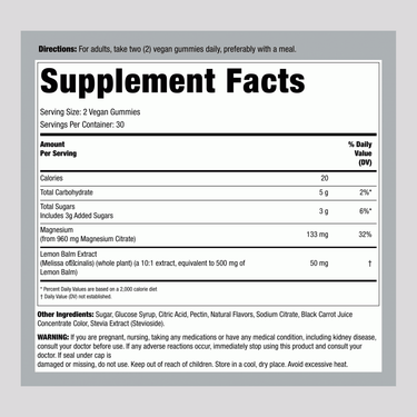 Supplement Facts panel displays details for Carlyle Magnesium 60 Gummies.