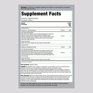 Supplement Facts for 3 Day Liver Cleanse, showing details for 12 capsules.