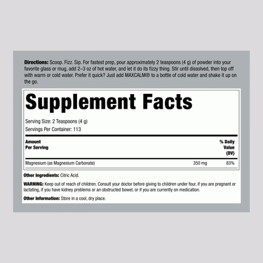 MAXCALM Powder Unflavored, 16 oz (453 g)