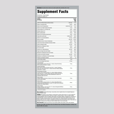 Supplement Facts for Woman's Multi 50 Plus Coated Caplets displayed in panel format.