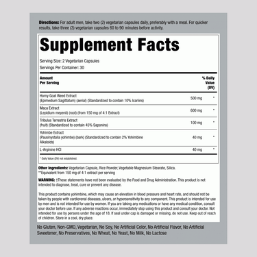 Horny Goat Weed, 500 mg (per serving), 60 Capsules