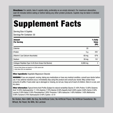Collagen Type I & III, 6000 mg (per serving), 300 Caplets