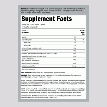 LN Super Colon Health Supplement Facts panel for 240 Capsules.