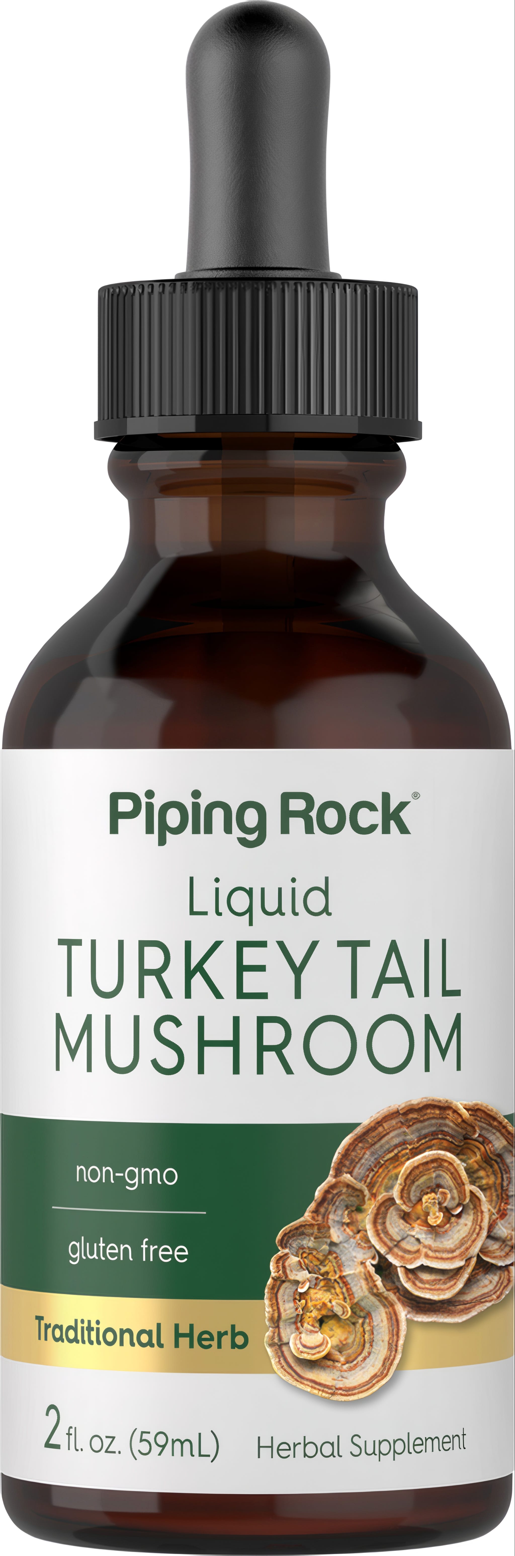 Liquid Turkey Tail Mushroom 2 fl. oz. (59mL) dropper bottle shown in product image.