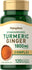 Turmeric Ginger Complex 1800mg per serving, 120 Quick Release Softgels. Herbal supplement bottle.