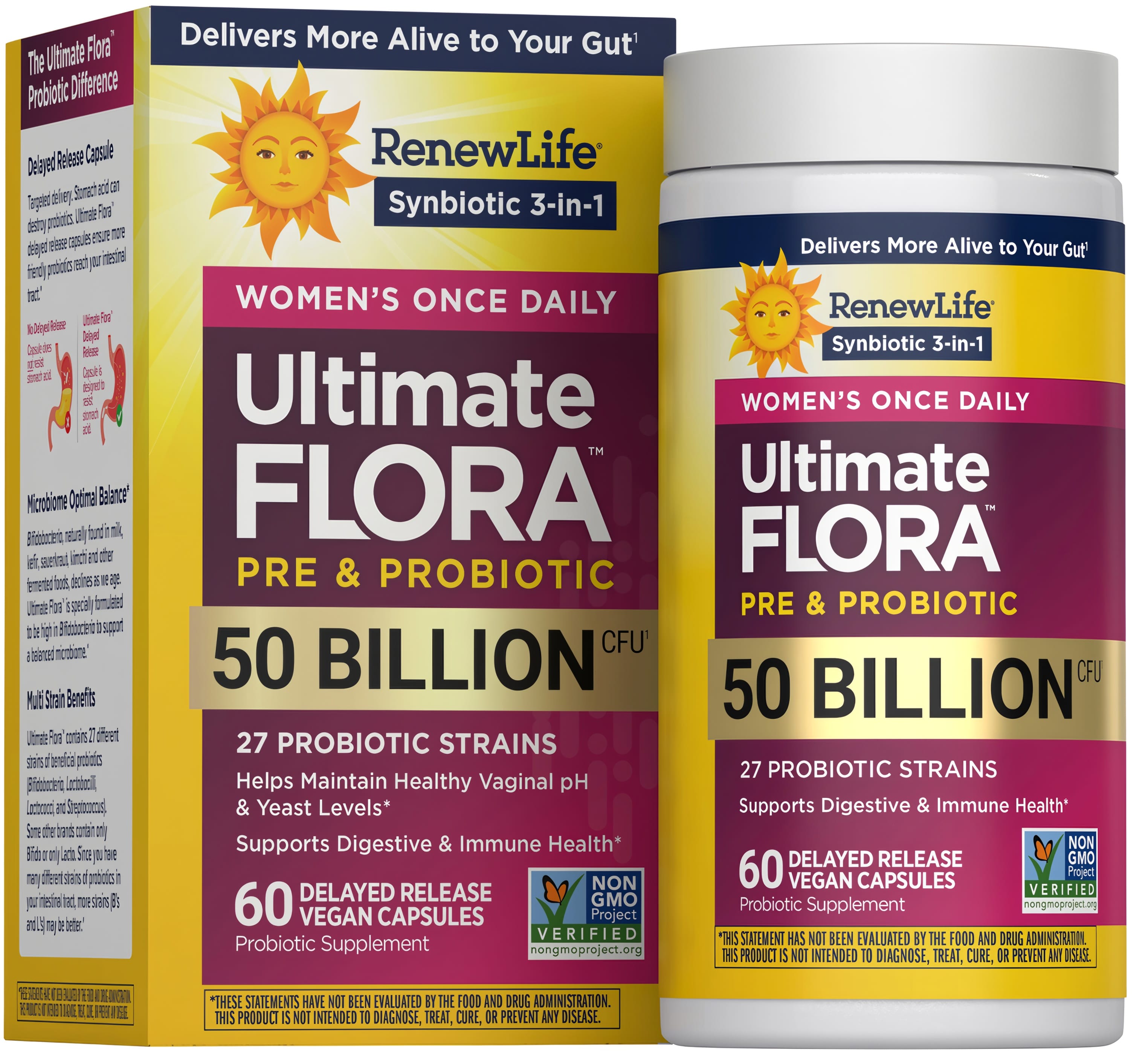Ultimate Flora Women's Vaginal Care Probiotic 50 Billion, 60 Delayed Release Vegan Caps