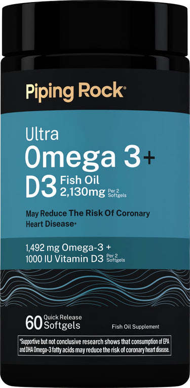Ultra Omega 3 plus D3, 60 Quick Release Softgels