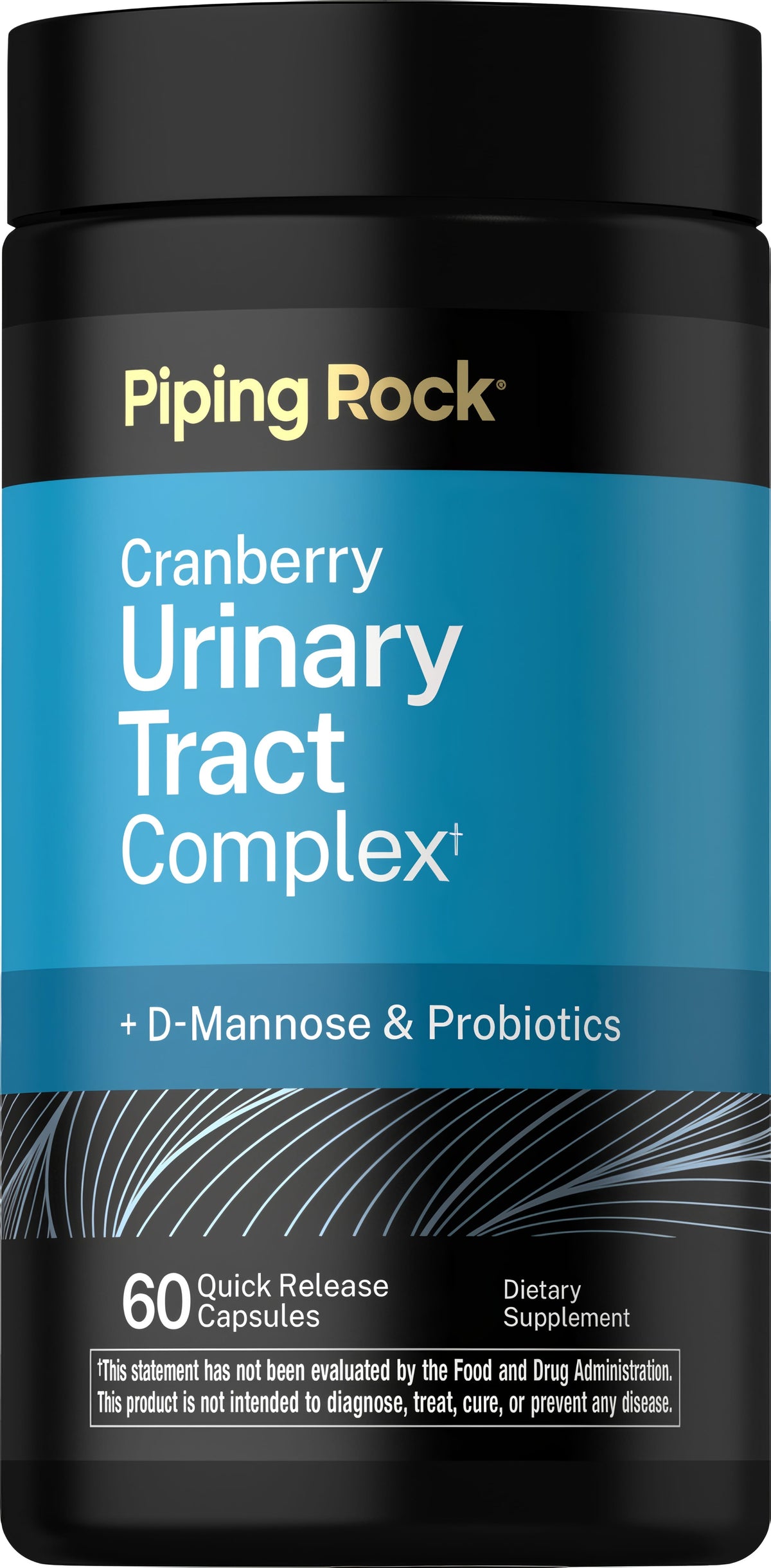 Cranberry Urinary Tract Complex with D-Mannose and Probiotics, containing 60 quick-release capsules as a dietary supplement.