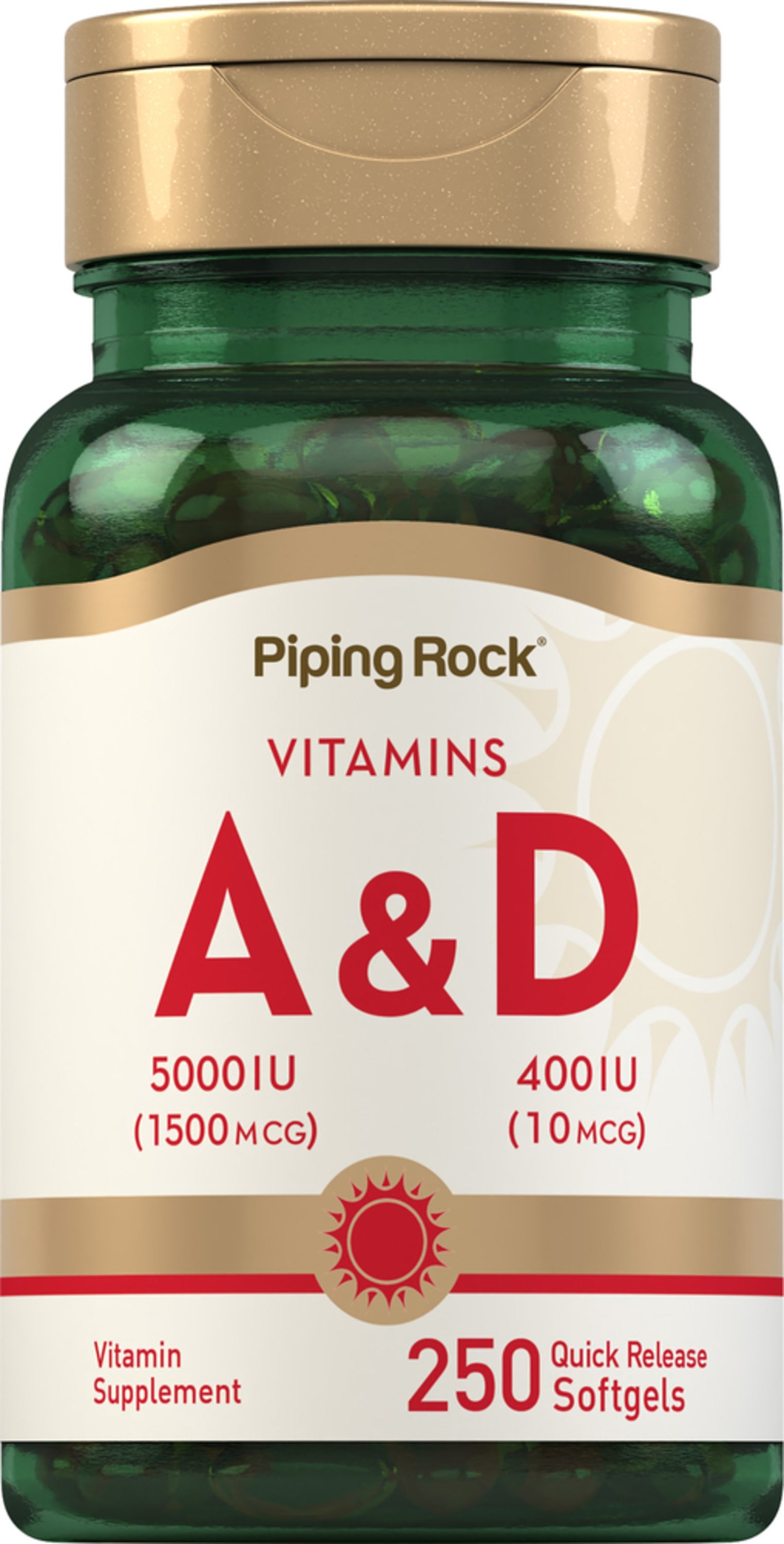Vitamin A & D3, A 5,000 IU D-400 IU , 250 Quick Release Softgels