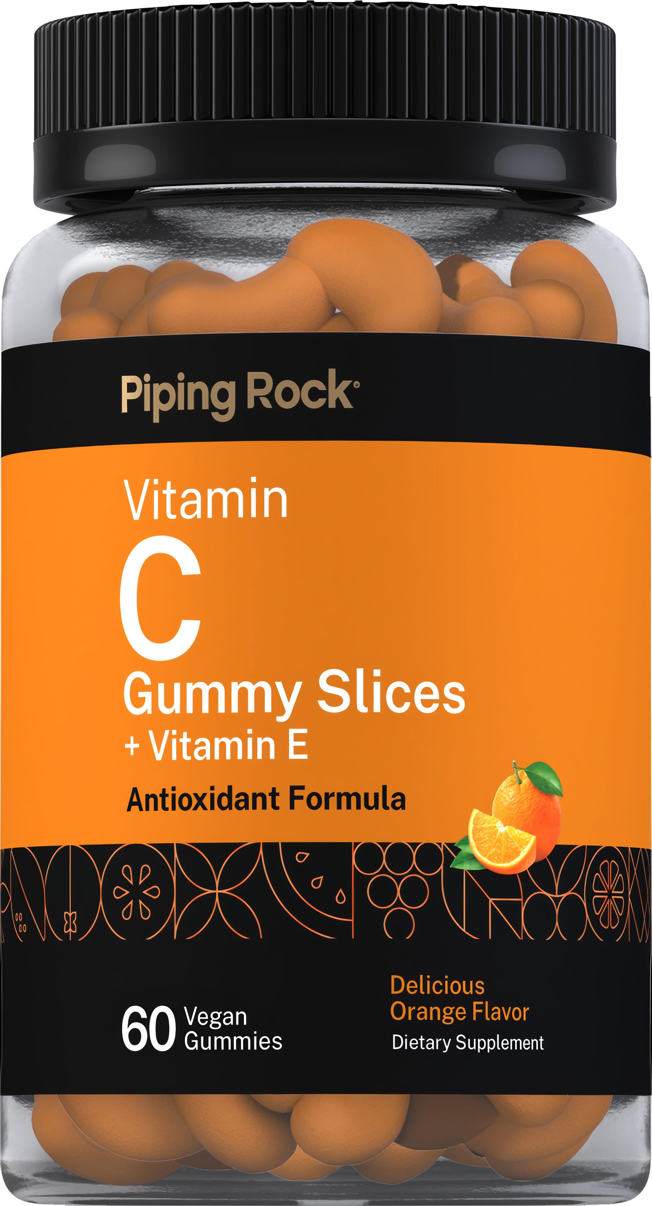Vitamin C Gummy Slices + Vitamin E (Delicious Orange), 60 Vegan Gummies
