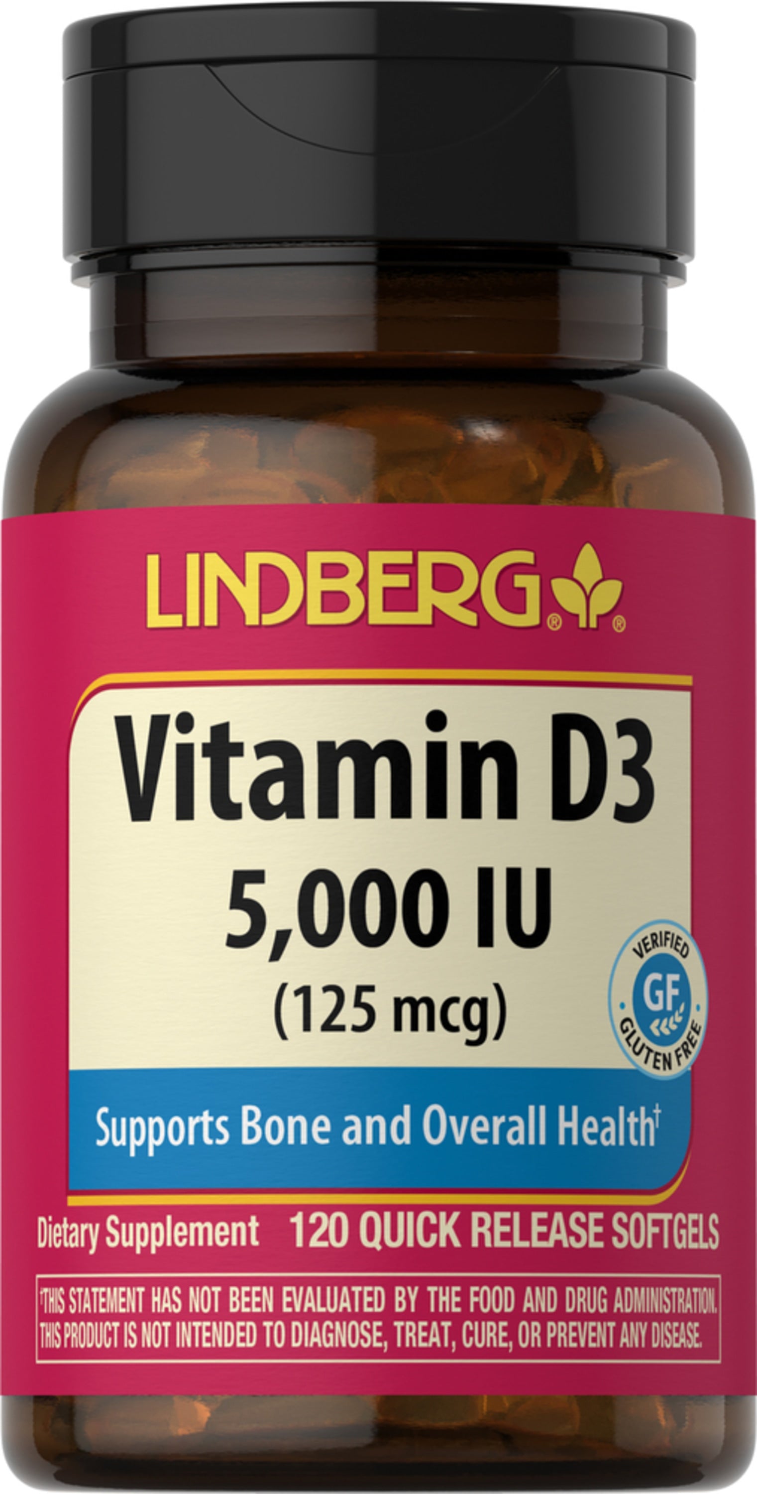 Vitamin D3, 5000 IU, 120 Quick Release Softgels