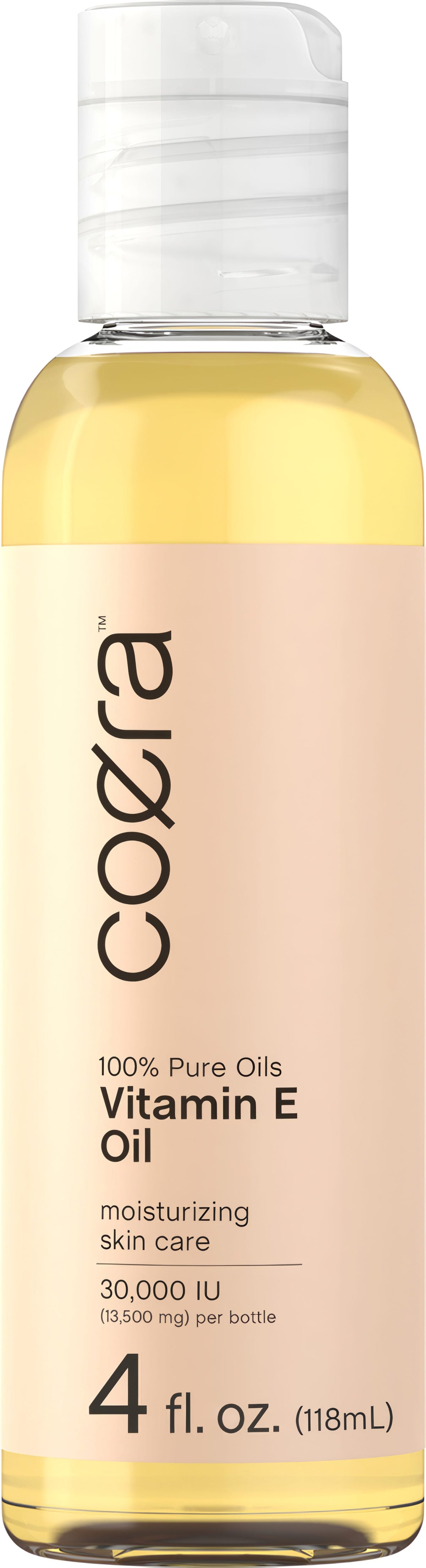 Vitamin E Oil 30,000 IU (13,500 mg) per bottle for moisturizing skin care, 4 fl. oz. (118mL).