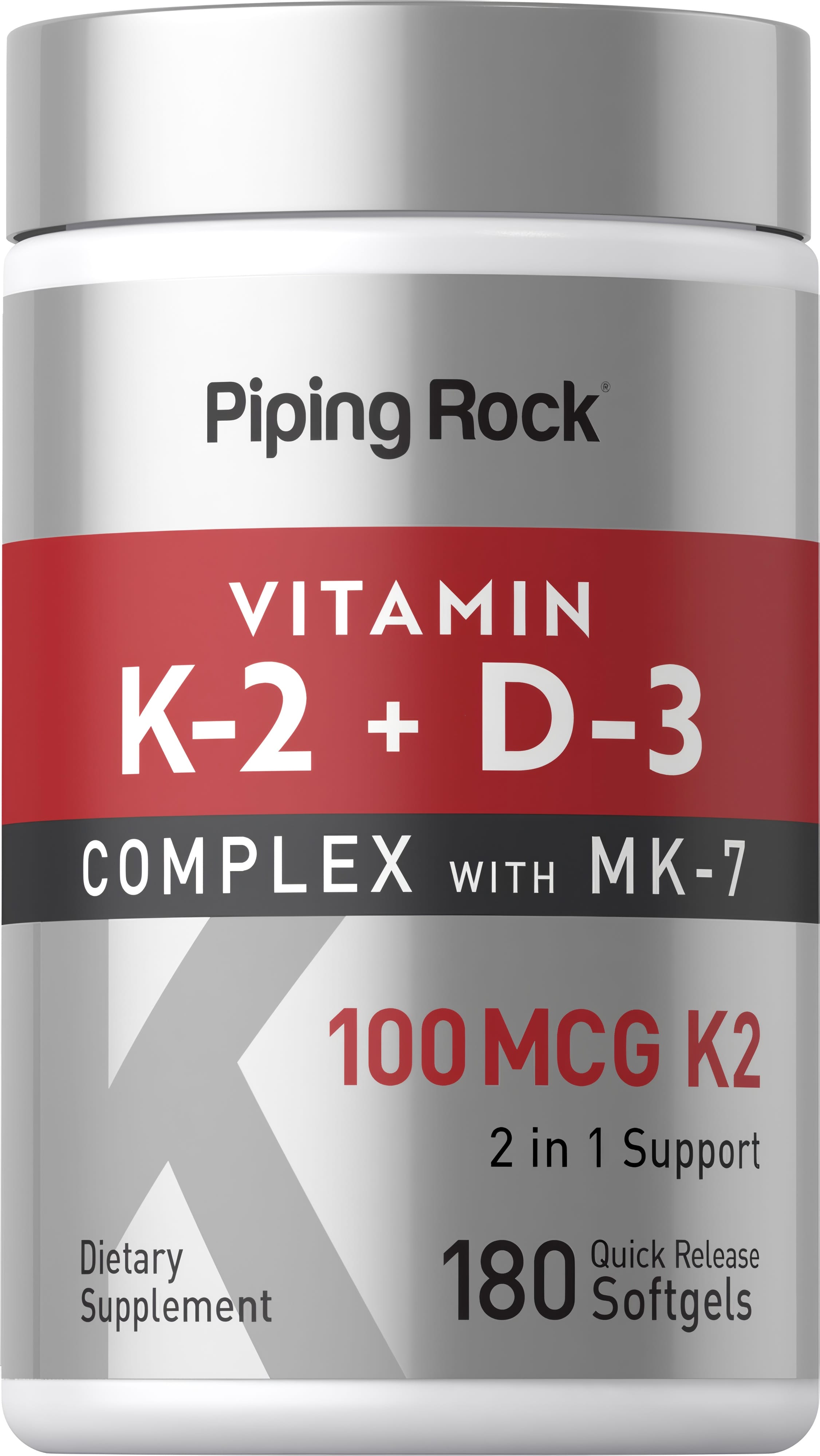 Vitamin K-2 Complex 100 mcg with D3, 180 Quick Release Softgels