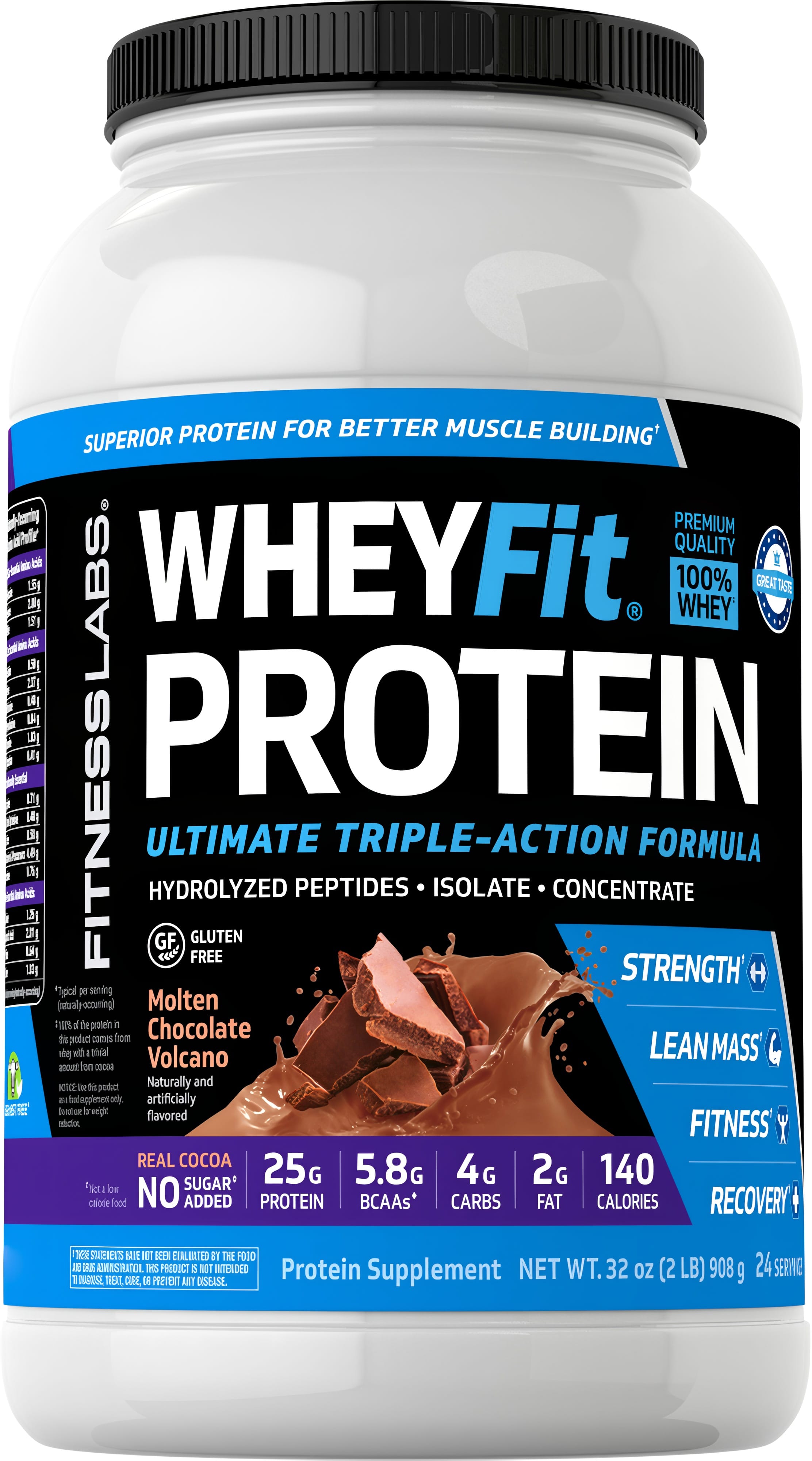 Whey Protein WheyFit (Molten Chocolate Volcano), 2 lb (908 g) Bottle
