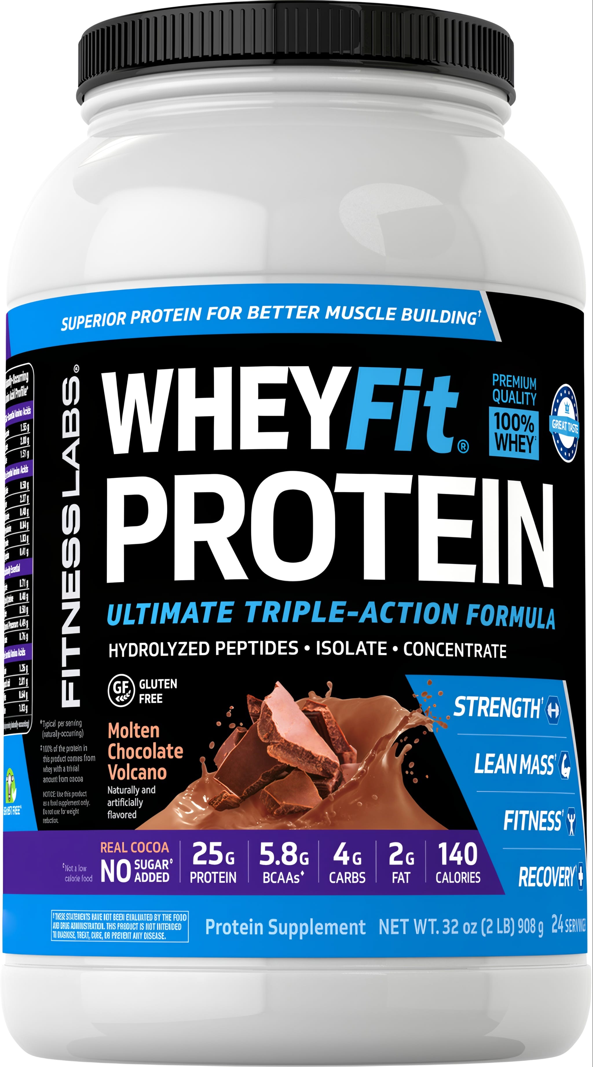 Whey Protein WheyFit (Molten Chocolate Volcano), 2 lb (908 g) Bottle