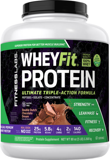 WheyFit Protein (Natural Double Dutch Chocolate Dream), 5 lbs (2.268 kg) Bottle