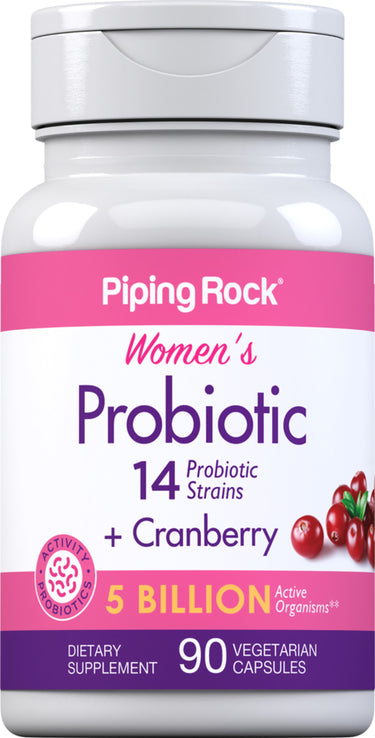 Women’s Probiotic 14 Strains 5 Billion Organisms plus Cranberry, 90 Vegetarian Capsules